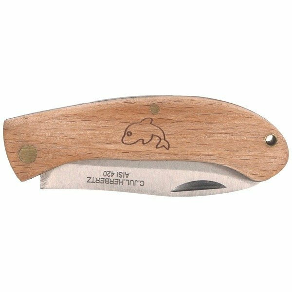 Herbertz Pocket Knife Children 6cm, Beech Wood, Dolphin Design