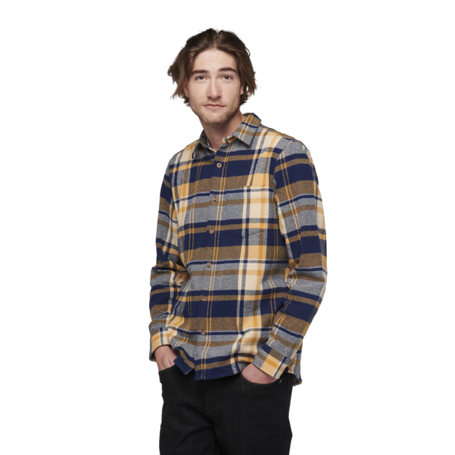 Black Diamond Project Flannel Men's Shirt, Indigo-Gold Plaid