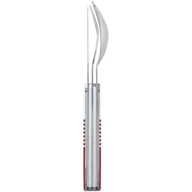 AKINOD Magnetic Travel Cutlery Set, Red Mariniere-Mirror Finish