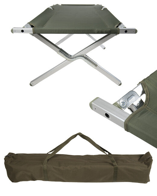 Mil-Tec US Type Folding Cot with Aluminum Reinforced Frame, Green