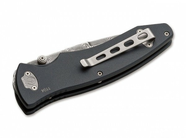 Böker Tirpitz-Damascus Pocket Knife 9.9 cm, Damascus Steel, Aluminum, Walnut