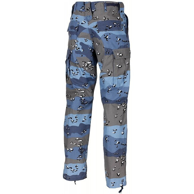 MFH US Combat BDU Rip-Stop Pants, Navy Blue Chocolate Chip Camo