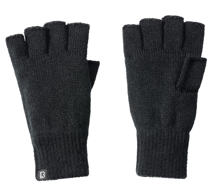 Brandit Knitted Fingerless Gloves, Black