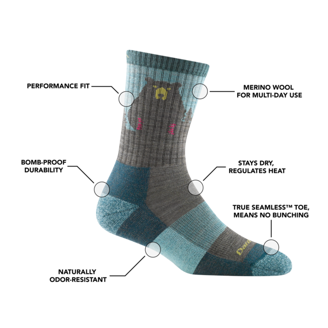 Darn Tough Bear Town Micro Crew Socks Light Cushion Purple