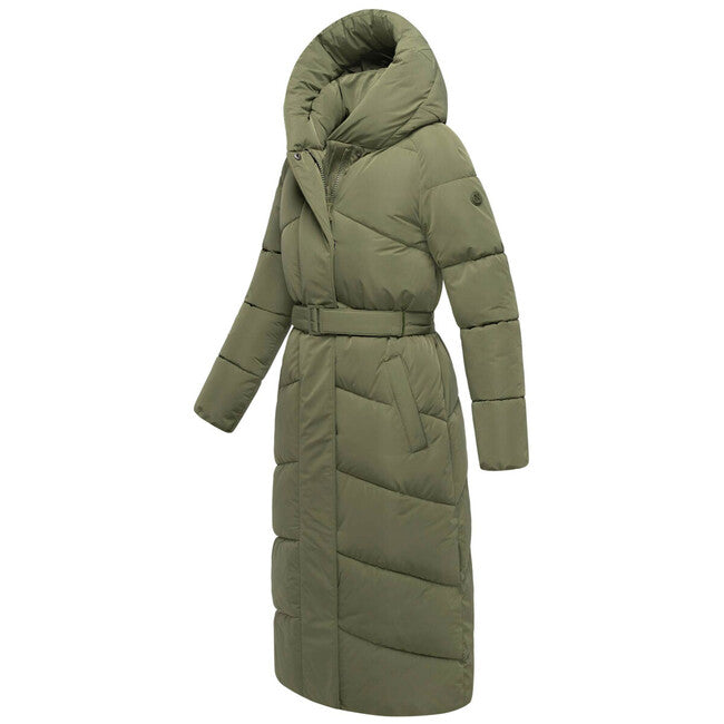 Navahoo Women's Long Winter Jacket EISBLICK, Olive Leaf