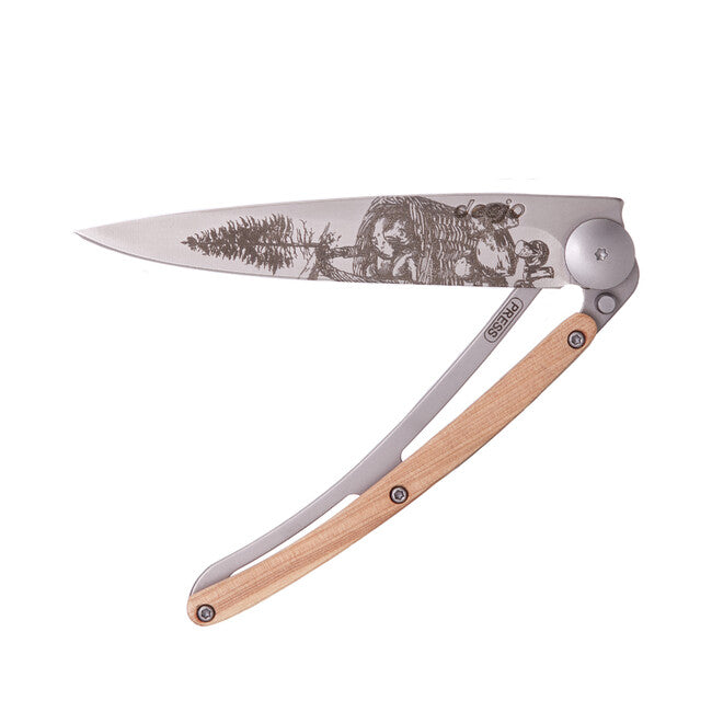 Deejo Tattoo Wood Folding Knife, Mushroom