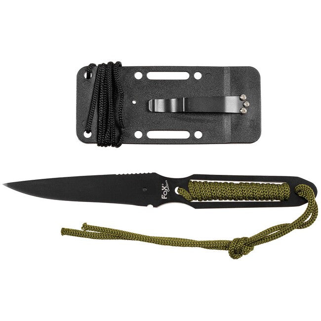 Fox Outdoor Action II Knife, Black, Wrapped Handle, with Sheath