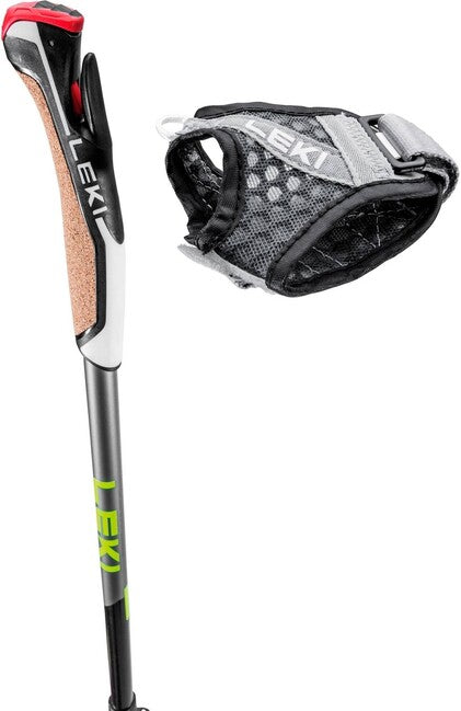 LEKI Traveller Alu Nordic Walking Poles, Black-Silver Grey-Neon Yellow, 90-130 cm