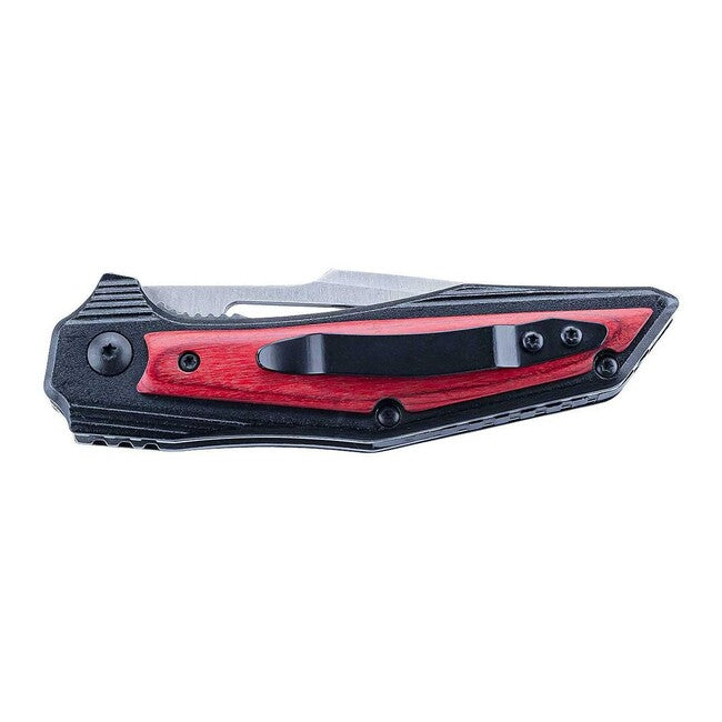 Herbertz Single-Handed Folding Knife 8cm, Pakka Wood, Aluminum, Red-Black