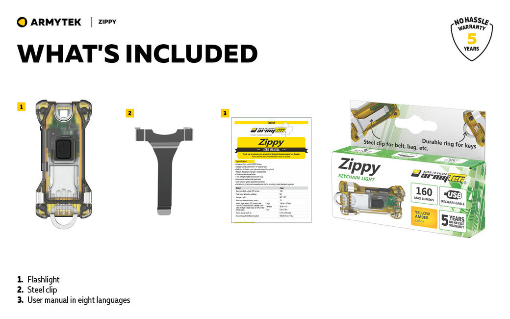 Armytek Zippy LED Keychain, Yellow