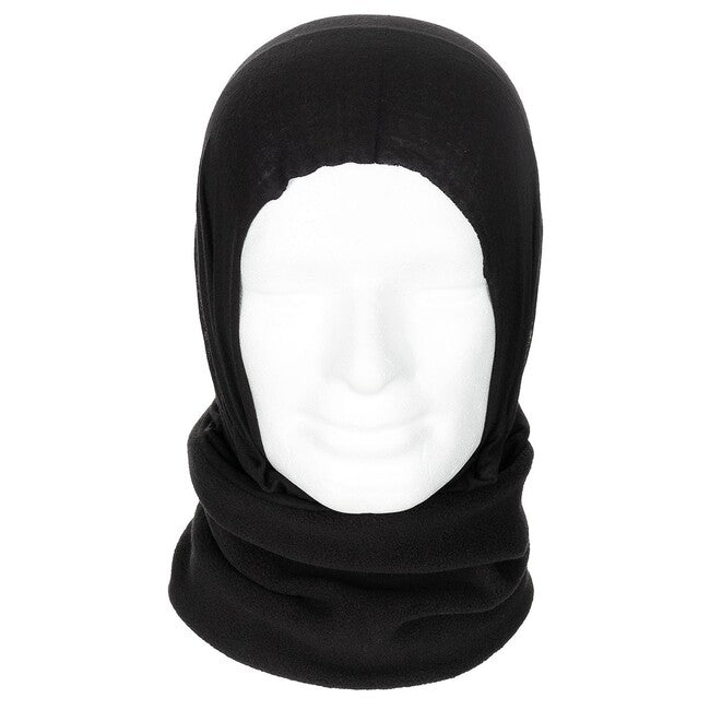 MFH Neck Gaiter with Head Coverage, Fleece, Black