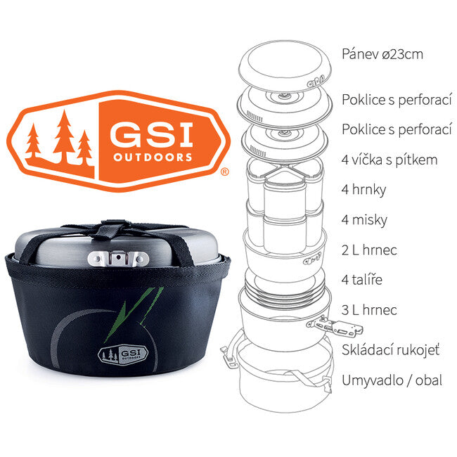GSI Outdoors Pinnacle Camper Camping Tableware Set for 4 People