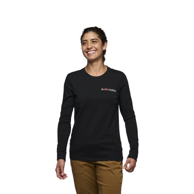 Black Diamond Women's Heritage Wordmark Long Sleeve T-Shirt, Black