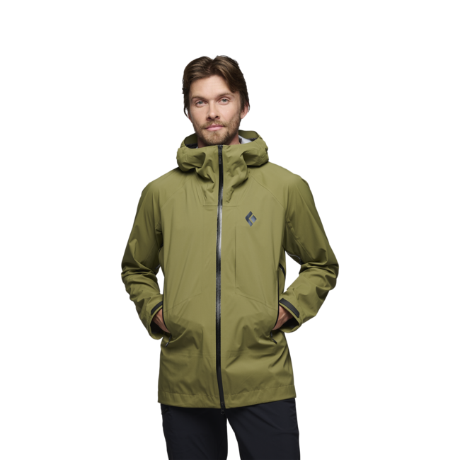 Black Diamond Highline Stretch Shell Women's Men's Waterproof Jacket, Crag Green