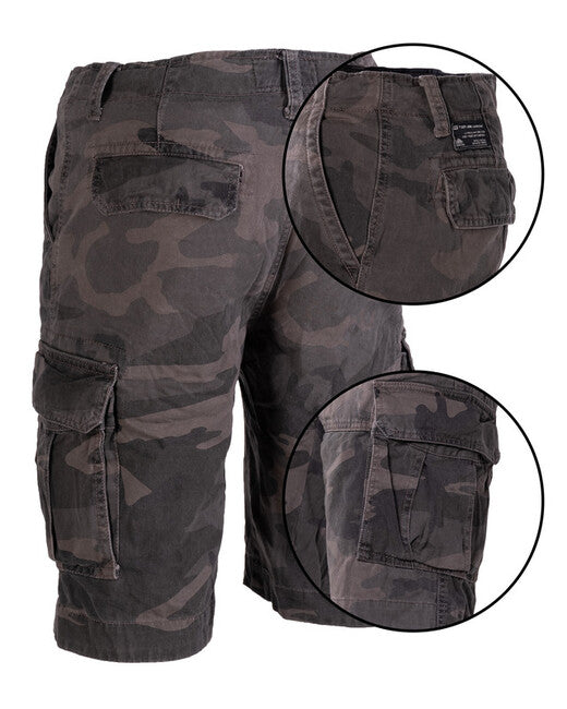 Mil-Tec Vintage Shorts, Cotton, Pre-washed, Dark Camo