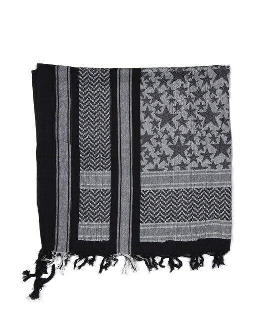 Mil-Tec Shemagh Scarf, Stars Black/White