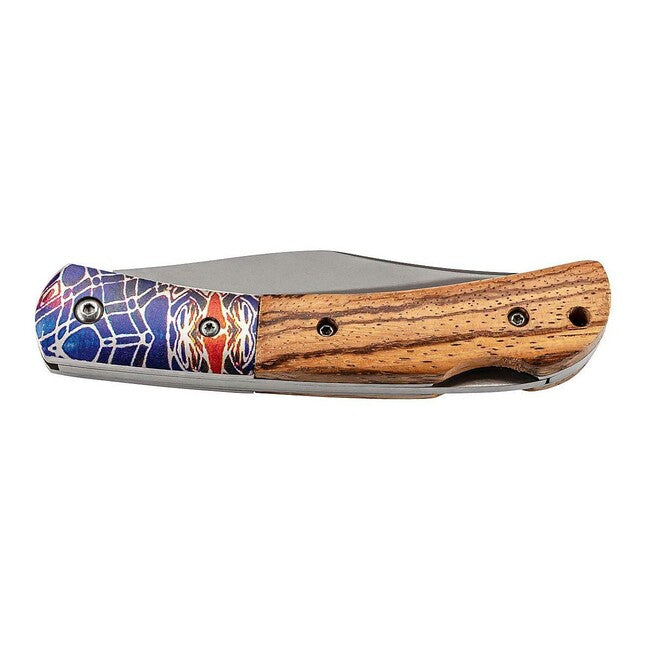 Herbertz Folding Knife 8.4cm, Zebrano Wood, Colored Hardware