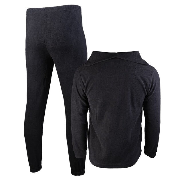 Mil-Tec Thermal Fleece Underwear with Zip, Black