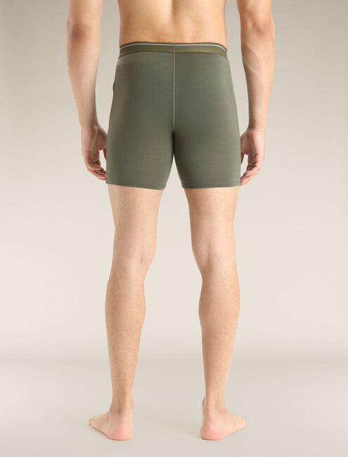 Icebreaker Anatomica Men's Long Boxer Briefs, Green