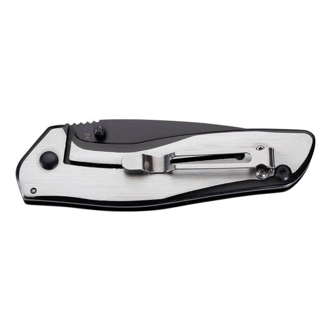 Herbertz Pocket Knife 9.3 cm, Full Steel, Black-Silver