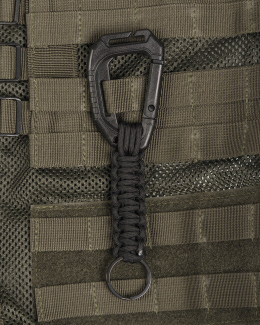Mil-Tec MOLLE Carabiner with Paracord, Black