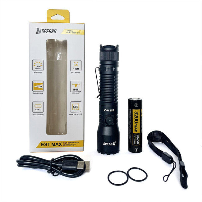 Speras Professional Tactical Flashlight EST Max 2500LM 279m