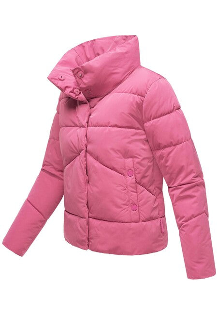 Marikoo Jalliaa Women's Short Winter Jacket with High Collar, Berry Rouge
