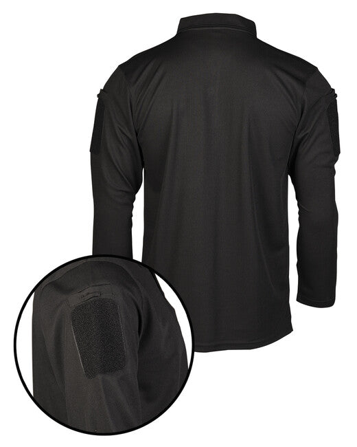 Mil-Tec Tactical Polo Shirt Long Sleeve, Black