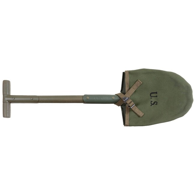 MFH American T-Spade Shovel M10, Olive Drab Green, with Canvas Sheath