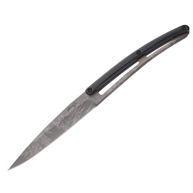 Deejo Set of 6 Knives, Grey Titanium Blade, ABS Handle, Toile de Jouy Design