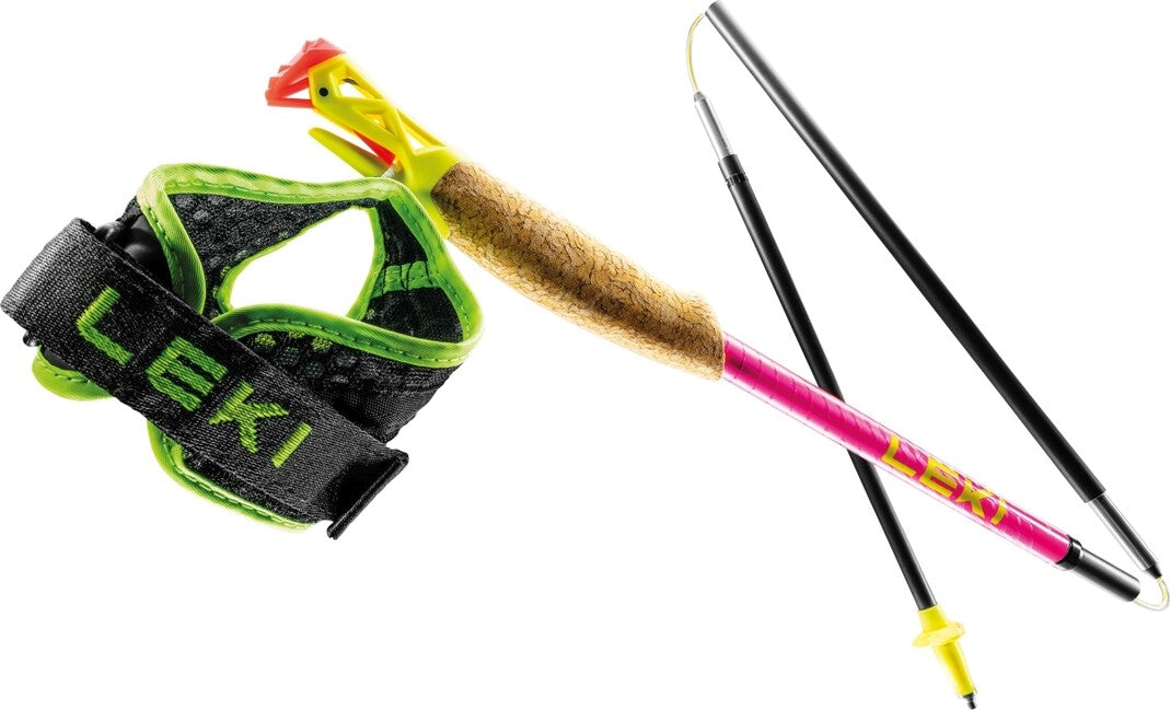 LEKI Ultratrail FX.One Superlite Trail Running Poles, Neon Pink - Neon Yellow - Natural Carbon