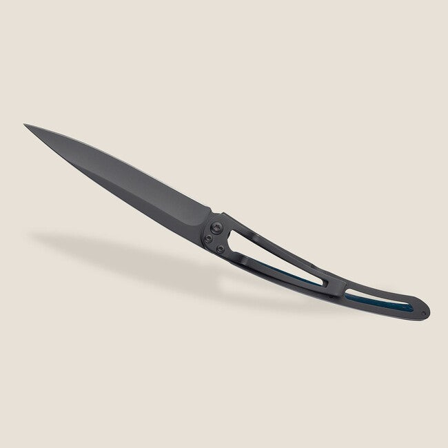 Deejo Tattoo Folding Knife, Black Blue Beech Terra Incognita