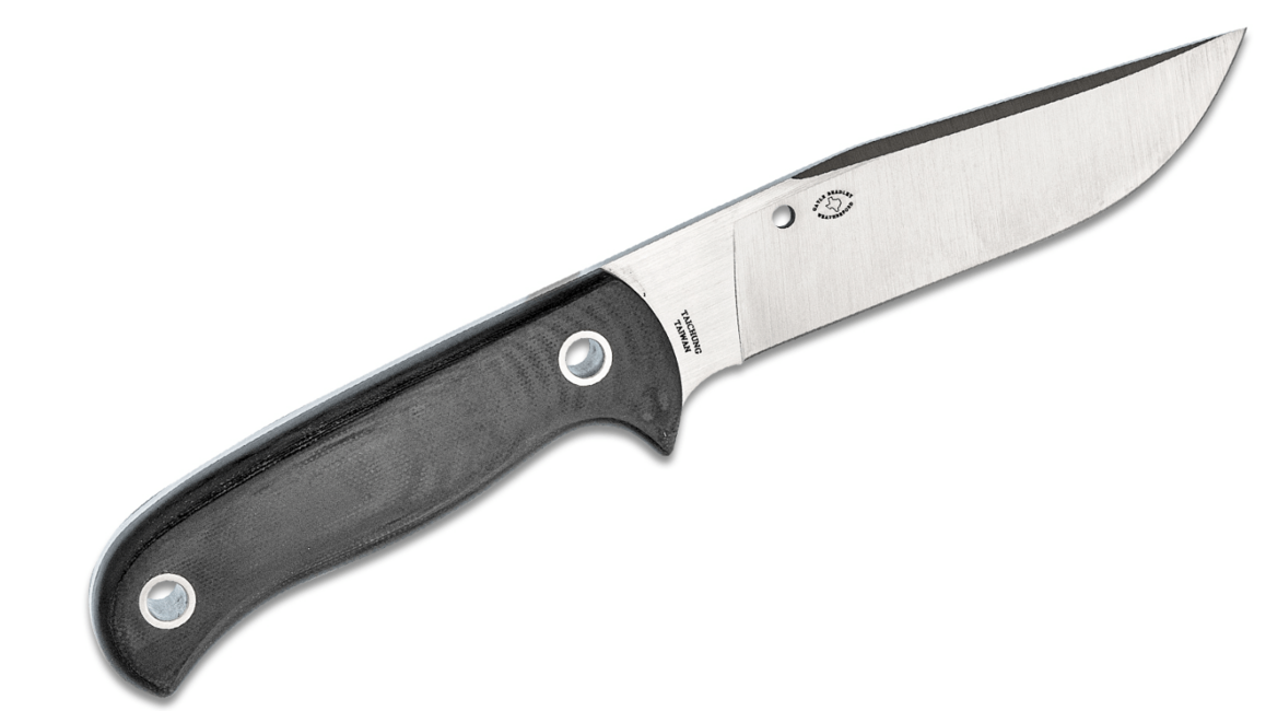 Spyderco Bradley Bowie Fixed Blade Knife 13cm, Black, G10, Sheath