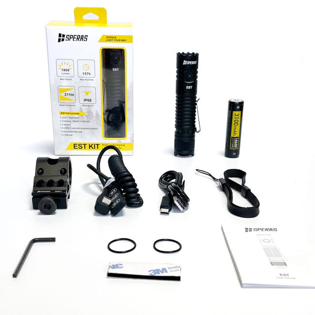 Speras Airsoftová nabíjateľná baterka EST Kit 1900LM 211m