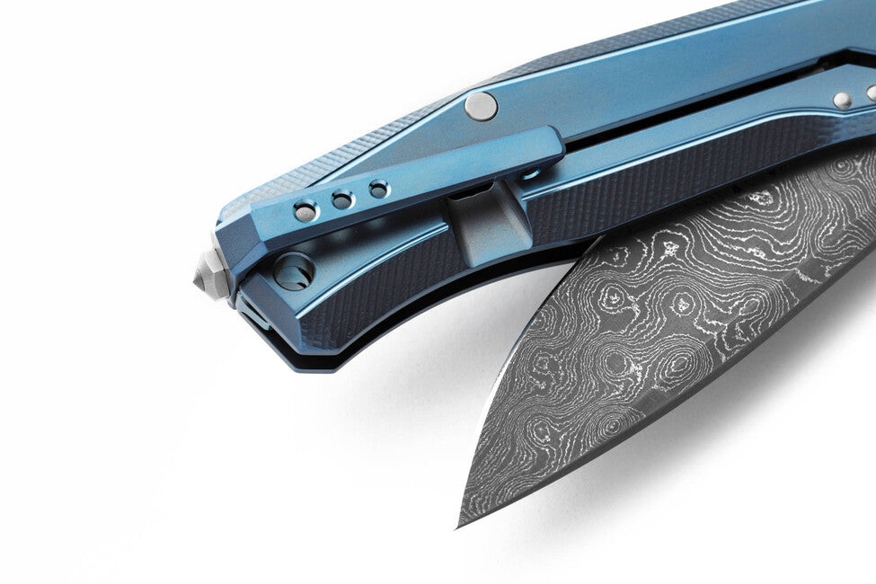 Lionsteel MYTO MT01D BL Luxury Folding Knife, Solid Titanium Handle