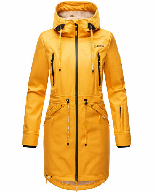 Marikoo Racquelle Women's Softshell Jacket with Hood, Amber Yellow