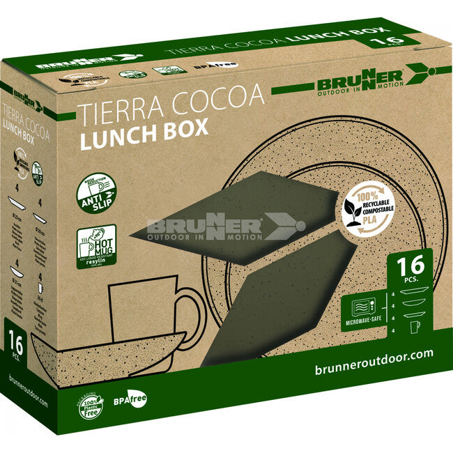 Brunner Lunch Box Pla Camping Dinnerware Set, Brown