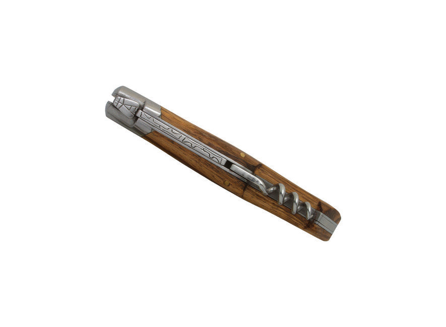 Laguiole DUB042 vreckový nôž s vývrtkou, čepeľ 12cm, oceľ 420, rukoväť drevo zebrawood