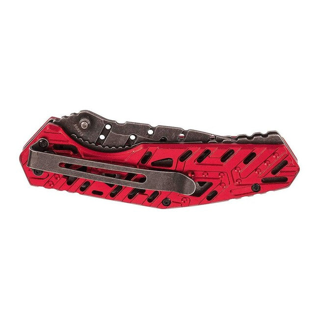 Herbertz Single-Hand Pocket Knife 9cm, Aluminum, Red, Stonewash