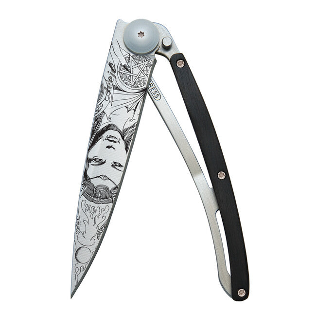 Deejo Fantasy Succubus Folding Knife, Ebony Wood