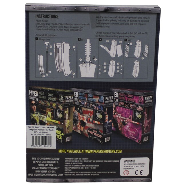 PAPER SHOOTERS Patriot Gun Replacement Magazines, 2 pcs