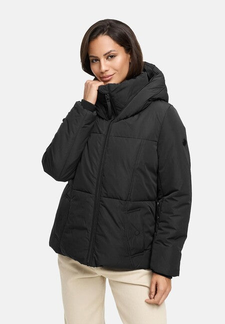 Navahoo Women's Winter Jacket FLÜSTERFEE 14 with Large Hood, Black