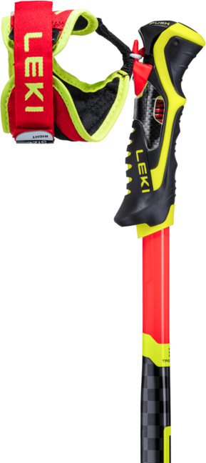 LEKI WCR SL 3D Ski Poles, Bright Red-Black-Neon Yellow