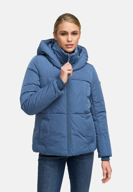 Navahoo Women's Winter Jacket FLÜSTERFEE 14 with Large Hood, Dusty Blue