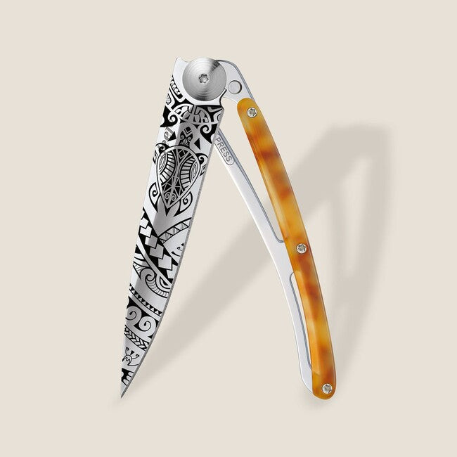 Deejo Tattoo Turtle Polynesian Folding Knife