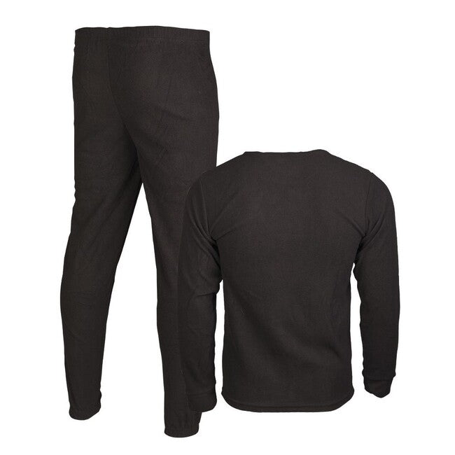 Mil-Tec Black Fleece Underwear Set, Crew Neck