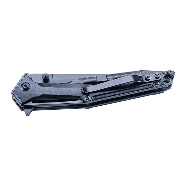 Herbertz One-Hand Pocket Knife 9.6cm D2, CNC Milled Aluminum, Black