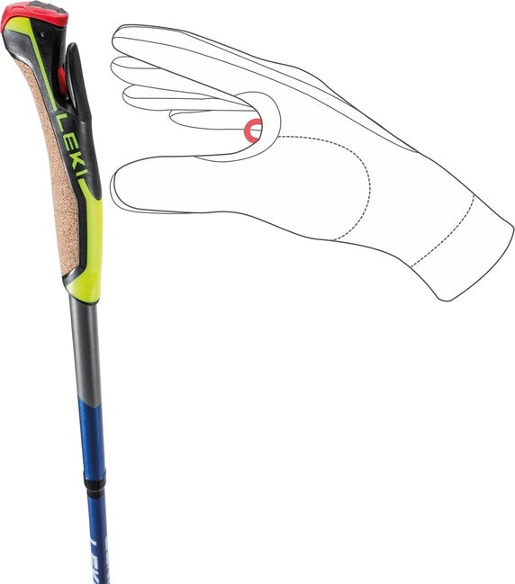 LEKI Traveller FX.One Carbon Nordic Walking Poles, Silver-Grey-Midnight Blue Dark Metallic-Neon Yellow