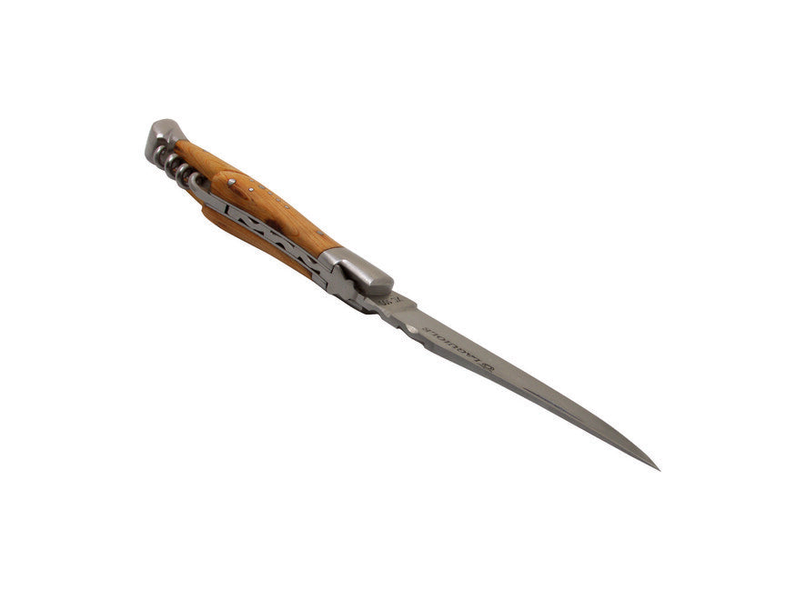 Laguiole DUB073 Pocket Knife, 12cm Blade, Carbon Steel, Corkscrew, Juniper Handle