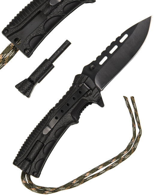 Mil-Tec One-Hand Folding Knife Paracord Wood